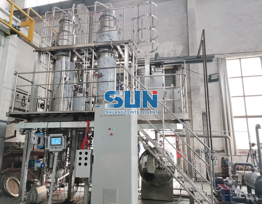 Evaporatore a film cadente sottovuoto a doppio effetto per uso alimentare per la produzione lattiero-casearia